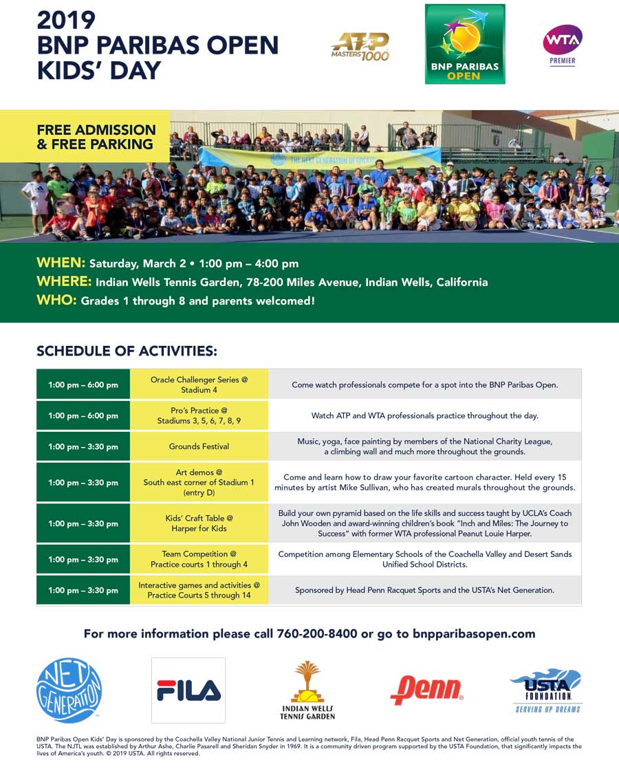 Join Us For The 2019 BNP Paribas Open Kids’ Day